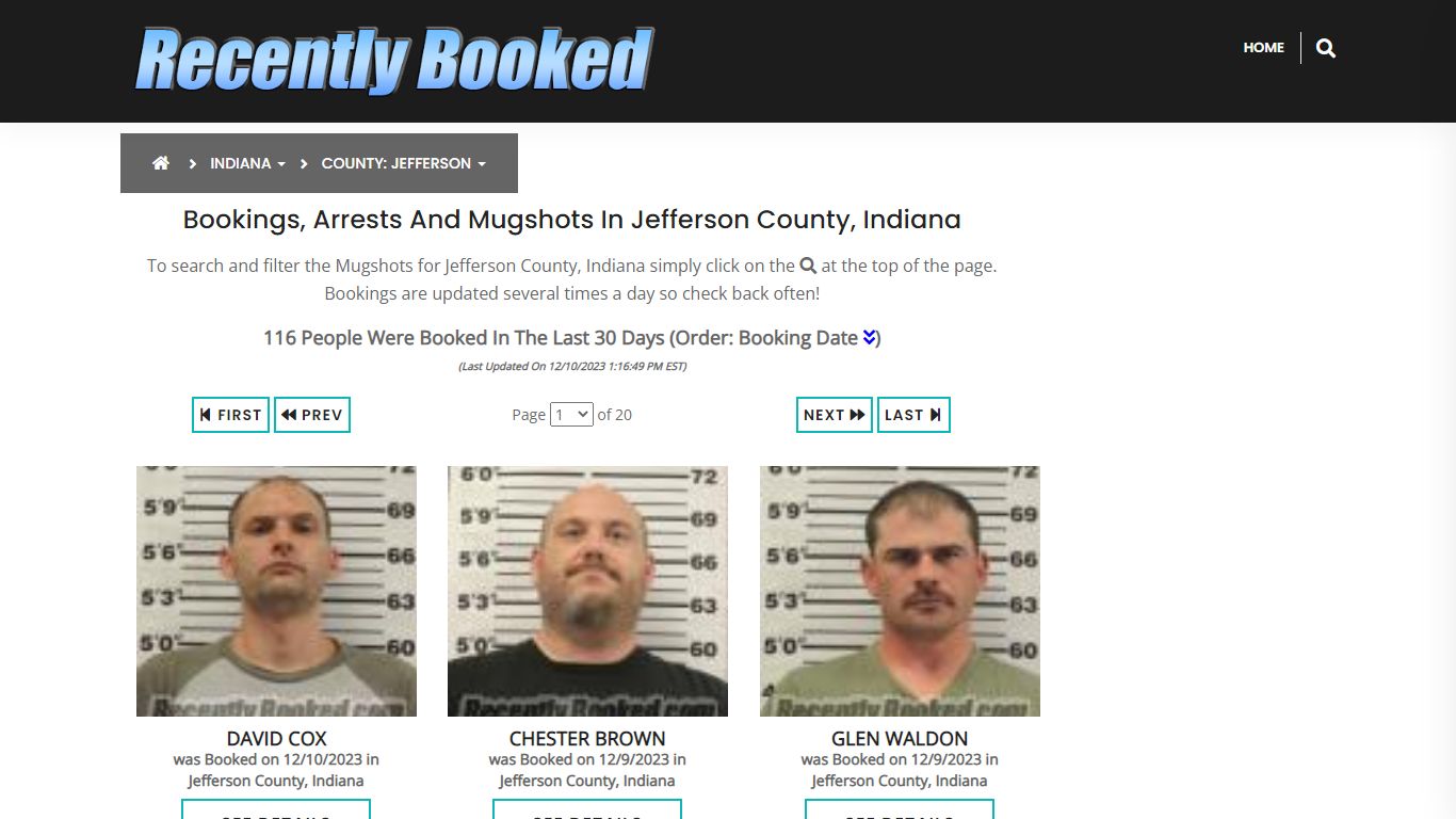 Recent bookings, Arrests, Mugshots in Jefferson County, Indiana