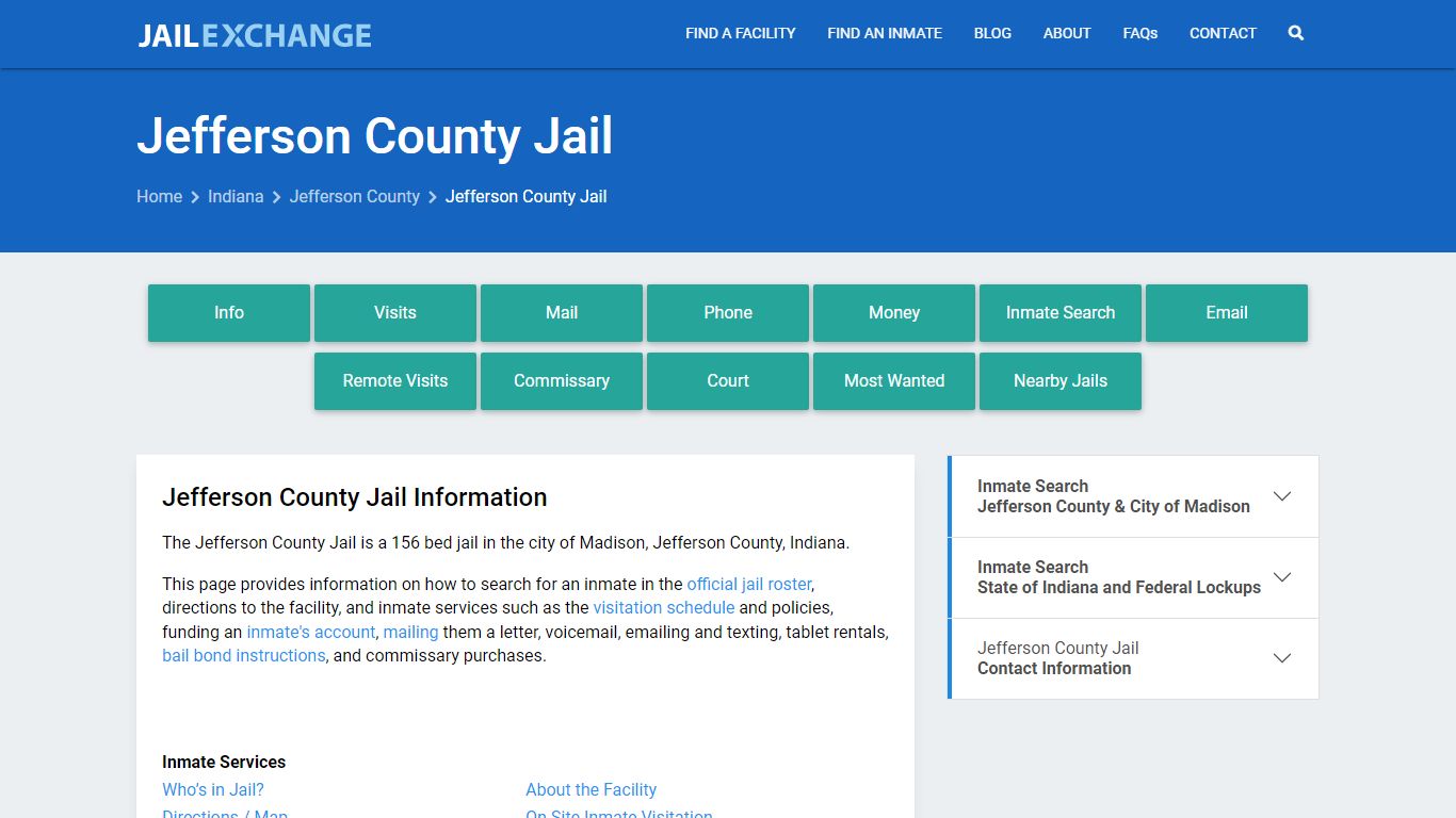 Jefferson County Jail, IN Inmate Search, Information